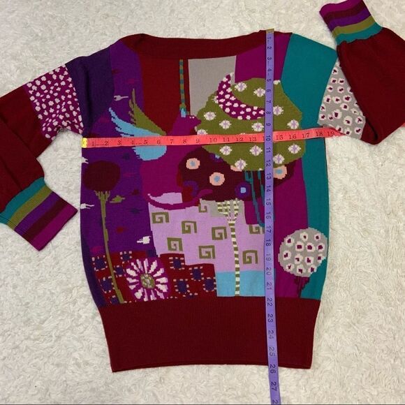 Chacok France Dulcy 100% Wool Multicolor Cat Sweater Boatneck - Picture 8 of 8